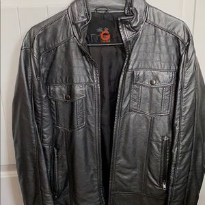 Metallic Gunmetal Faux Leather Jacket